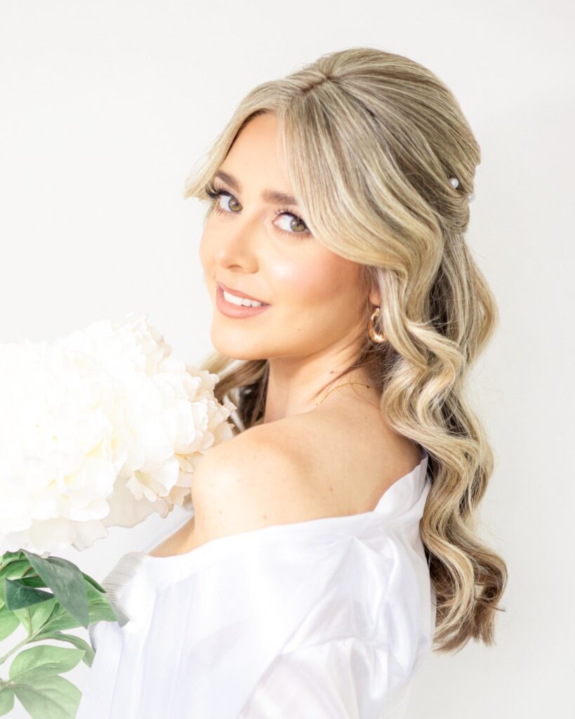 Professional wedding makeup application for a bride and bridesmaids in Essex.