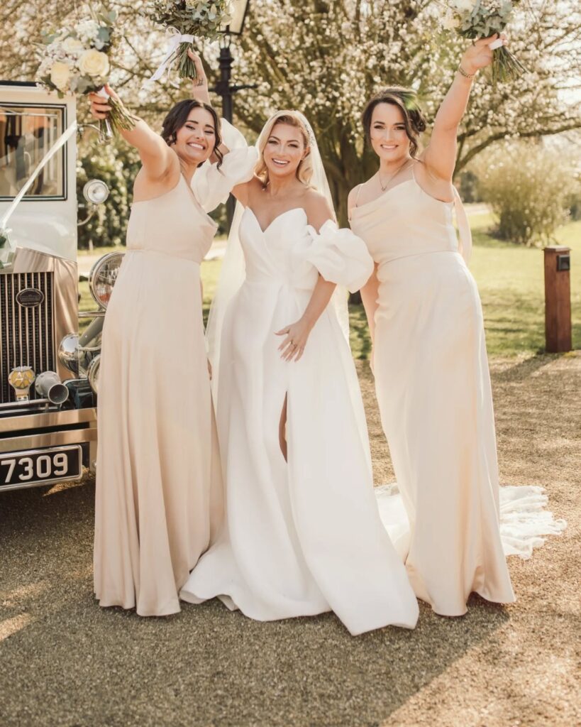 Professional wedding makeup application for a bride and bridesmaids in Essex.